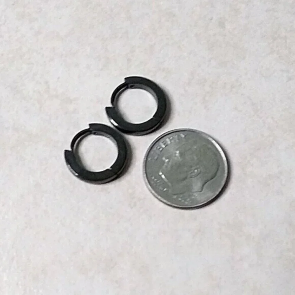 Stainless Steel Gunmetal Black Huggies | Unisex | Men | Women | Huggies | Hoops